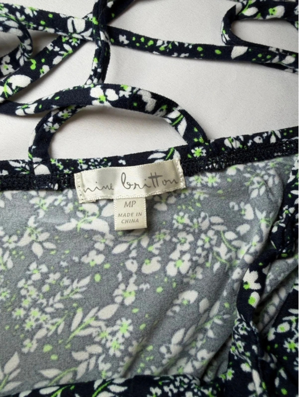 Nine Britton Dark Navy Floral Strappy Mini Dress Medium Petite - Picture 2 of 6